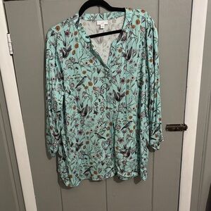 J. Jill Mint Floral Blouse